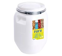 EDA Plastiques – Fût multi-usages 50 L – Alimentaire – Étanche – Cerclage métal – Naturel