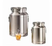 Fût INOX Alimentaire 5-100L pour Huile d'olive avec Robinet, Récipient Hermétique en Acier Inoxydable avec Couvercle pour Lait, Vin et Eau, Bidon de Stockage(with Spigot,9L/2.38Gal)