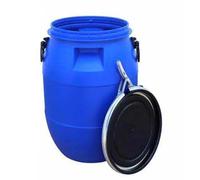 Fut plastique avec Couvercle Hermétique et Poignées, Grand Tonneau Plastique Bleu Fût Stockage Ouvert pour Usage Domestique, Industriel et Maritime(100L)