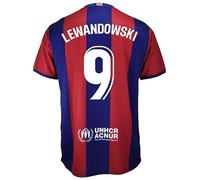 Futbol Club Barcelona Maillot de l'équipe 2023/2024 Lewandowski 9 Réplique officielle sous licence adulte, Bleu/grenat, XL