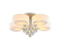 Futchoy Lustre moderne rond à LED en cristal avec télécommande E27 5 têtes pour salon, chambre à coucher, salle à manger