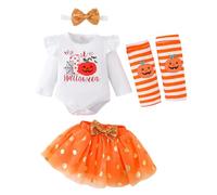 FUTERLY Deguisement Halloween Bebe Fille, Mon Premier Halloween Bebe Fille Costume, Robe Halloweens Bébé Tenue, Vetement Bebes Cadeau d'Halloweens(Blanc,0-3 Months)