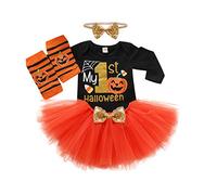 FUTERLY Deguisement Halloween Bebe Fille, Mon Premier Halloween Bebe Fille Costume, Robe Halloweens Bébé Tenue, Vetement Bebes Cadeau d'Halloweens(Orange,3-6 Months)