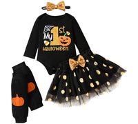 FUTERLY Deguisement Halloween Bebe Fille, Mon Premier Halloween Bebe Fille Costume, Robe Halloweens Bébé Tenue, Vetement Bebes Cadeau d'Halloweens(Noir,6-12 Months)