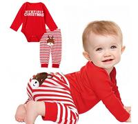 FUTERLY Vetement Bebe Noel,Mon Premier Noël Bébé Filles Garçons,Nouveau-né Tenue Noel Bebe,Ensemble Noël Bébé,Deguisement Noels Bebes Barboteuse+ Pantalon,Costume Noels Bebes 6-12 Mois