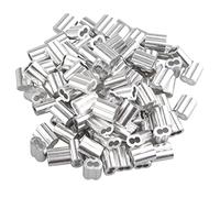 Futheda 100 pcs câble de 2.0 mm câble métallique manches en aluminium Clips à sertir passants Argenté avec double trous
