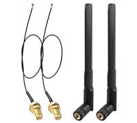 Futheda 2 Paquets Antenne WiFi RP-SMA Mâle 8dBi 2.4GHz 5GHz 5.8GHz Bi-Bande＋20cm Câble Coaxial de MHF4 à Femelle RP-SMA pour Intel Carte Réseau M.2 NGFF Routeur WiFi Caméra IP Sécurité Adaptateur USB