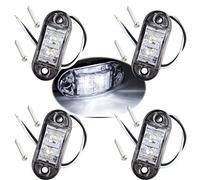 Futheda 4 pcs Blanc IP65 12 V/24 V Ovale LED latérales Feux de gabarit Avant Feux arrière Lampes Universel Indicateur de Position pour Camion remorque Van Caravan Camion de Voiture Bus Bateaux