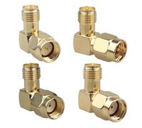 Futheda 4 Type Set SMA Adapter Kits Male to Female Low Loss Gold-Plated 90 Degree Right Angle RF Coaxial Connector for 2G/3G/4G LTE Antenna Extension Cable Radio FPV Drone Backup Camera WiFi Router