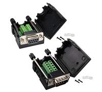 Futheda DB9 RS232 D-SUB Adaptateur Femelle et mâle 9 Broches 2 rangées de Port série vers connecteur Terminal Module de Signal sans Soudure (Adaptateur mâle avec boîtier, Femelle avec boîtier)