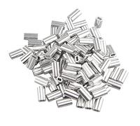 Futheda Lot de 100 clips à sertir en aluminium avec double viroles/trous pour câble métallique de 1,2 mm Argenté