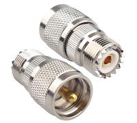 Futheda Lot de 2 connecteurs coaxiaux UHF mâle vers femelle PL259 vers SO239 - Adaptateur droit RF compatible avec antenne Wi-Fi FPV - Amplificateur de signal radio téléphonique - Talkie-walkie -