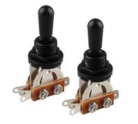 Futheda Lot de 2 interrupteurs à bascule 3 voies pour guitare électrique avec bouton noir compatible avec guitare électrique Gibson Les Paul - Noir