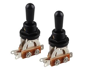 Futheda Lot de 2 interrupteurs à bascule 3 voies pour guitare électrique avec bouton noir compatible avec guitare électrique Gibson Les Paul - Noir