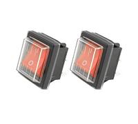 Futheda Lot de 2 interrupteurs à bascule universels pour aspirateur industriel - Interrupteur marche/arrêt DPST à 4 bornes - Lumière rouge - 16 A - 250 V AC - Avec housse étanche