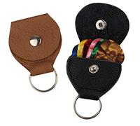 Futheda Lot de 2 porte-clés en cuir avec porte-clés et 6 médiators double face colorés en celluloïd pour guitare électrique, acoustique, ou basse 0,71 mm