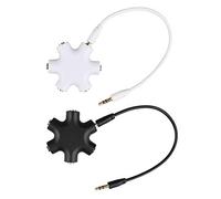 Futheda Lot de 2 Répartiteur Audio 5 Casques, 3,5 mm Mâle à Femelle Stéréo Séparateur Jack, Aux Splitter Compatible avec PC, Laptop, Headphone, Orateur et Smartphones - (1 x Noir + 1 x Blanc)