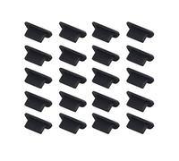 Futheda Lot de 20 Bouchons Anti-poussière en Silicone pour Port de Charge Lightning - Design Plat - Compatible avec iPhone 14 13 12 11 Pro Max - Noir