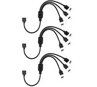 Futheda Lot de 3 câbles répartiteurs pour bande lumineuse LED RVB à 4 broches 1 à 3 ports femelles avec connecteurs à 9 broches pour rétroéclairage TV RVB 5050 3528 2835 - Noir