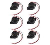 Futheda Lot de 6 sonneries électroniques industrielles SFM-27 DC 3-24 V sonores sonores continues piézoélectriques actives - Noir