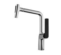 futiu Robinet de Cuisine avec Bec de Pulvérisation Extensible, Mitigeur Eau Chaude/Froide À Poignée Unique, Installation sur Plan de Travail Monotrou, Noir et Or Rose(Black+Chrome)