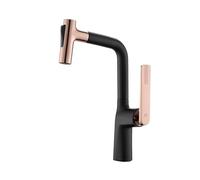 futiu Robinet de Cuisine avec Bec de Pulvérisation Extensible, Mitigeur Eau Chaude/Froide À Poignée Unique, Installation sur Plan de Travail Monotrou, Noir et Or Rose(Black+Rose Gold)