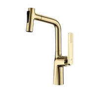 futiu Robinet de Cuisine avec Bec de Pulvérisation Extensible, Mitigeur Eau Chaude/Froide À Poignée Unique, Installation sur Plan de Travail Monotrou, Noir et Or Rose(Brushed Gold)