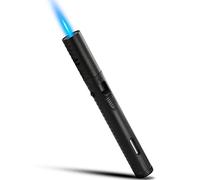 Futlidys Briquet TempêTe, Briquet à Gaz de 17,8cm avec Fonction de Verrouillage de Flamme, Coupe-Vent pour Barbecue, Cuisine, Bougies, Camping, Crème. Noir (Vendu sans Gaz)