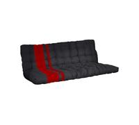 Futon 135 x 190 cm spécial banquette-lit ép.10cm - Noir et Rouge - MODULO