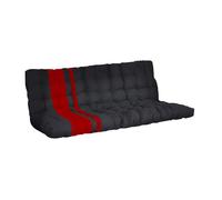 Vente-unique - Futon 135 x 190 cm spécial Banquette-lit ép.10cm - Noir et Rouge - MODULO