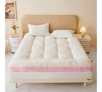 Futon 2 Places, Surmatelas, Design Double Face Toutes Saisons, avec 4 Sangles Élastiques Antidérapantes Aux Coins, pour Chambre, Dortoir, Tatami,Rose,120x190cm