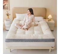Futon 2 Places, Surmatelas, Design Double Face Toutes Saisons, avec 4 Sangles Élastiques Antidérapantes Aux Coins, pour Chambre, Dortoir, Tatami,Gris,120x190cm