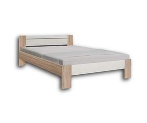 Futon élégant Stella Trading Vega 140 x 200 cm - Lit double confortable pour chambre de jeune, chêne Sonoma et blanc - 204 x 145 x 68 cm
