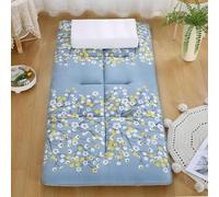 Futon Matelas pliant léger avec base antidérapante pour dormir, pour se reposer, voyage, lit, dortoir, bureau, tatami (bleu, 90 x 200 cm)