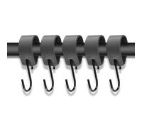 FutrLiv Lot de 5 crochets en forme de S en cuir de qualité supérieure - Noir et cognac - Crochets multi-usages - Parfaits pour armoire, cuisine, salle de bain et camping