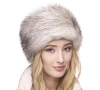 Futrzane Classic Chapeau Cosaque - Chapka Femme en Fausse Fourrure - Toque Russe (M, Blanc avec Noir Classic)
