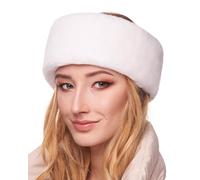 Futrzane Modern Bandeau - Bandeau en Fausse Fourrure Femme - Cache Oreille Ski - Taille XS (Blanc Modern)