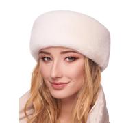 Futrzane Modern Bandeau - Bandeau en Fausse Fourrure Femme - Cache Oreille Ski - Taille XS (Écru Modern)