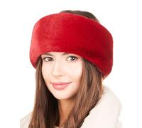 Futrzane Modern Bandeau - Bandeau en Fausse Fourrure Femme - Cache Oreille Ski - Taille XS (Rouge Modern)