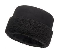 Futrzane Sherpa Toque - Chapeau Femme Hiver - Chapkas Russe Kozak - Bonnet Chaud (L, Noir - Noir Sherpa)