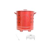 Fûts de combustion extérieurs, cage de combustion en métal avec couvercle et crochet de feu, four d'incinération pour déchets de jardin comme les feuilles et autres papiers de déchets. (rouge, 34 cm)