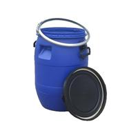 Fûts en plastique avec couvercle, Bidon Bleu à Ouverture Totale, fûts de PEHD à ouverture totale pour Liquides, Solides, Déchets(120L)