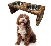Futterstation A Double Bol Bois Support Gamelle pour Chien Chat Pet 17,5cm L