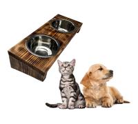 Futterstation A Double Bol Bois Support Gamelle pour Chien Chat Pet 7-12cm