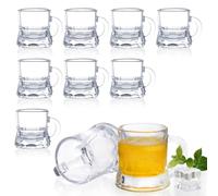 Futtumy Lot de 10 mini tasses à bière de 28,3 g, mini verres à shot à bière avec poignées, tasses à bière pour congélateur, hommes et femmes, fête de père, naissance, festival de Noël, verres à shot