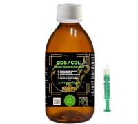 Futuevo CDS/CDL 3 000 ppm 1 000 ml | Solution de dioxyde de chlore dans une bouteille en verre ambre avec bouchon de sécurité et compte-gouttes | Haute pureté | Doseur cadeau pour une utilisation