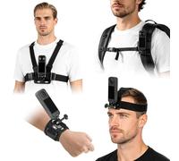 Futuhada Kit d’Accessoires Caméra d'action 4-en-1, Harnais Poitrine, Bandeau tête, Dragonne Poignet, Clip Sac à Dos Compatible avec Insta360 X5/X4/X3 & GoPro Hero 13/12/11/10/9/8