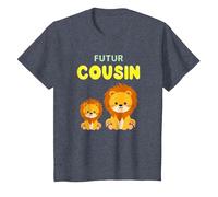 Futur Cousin Lion Annonce Grossesse Je Vais Etre Cousin T-Shirt, Enfant, Bleu Chiné, 3 Ans