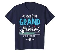 Futur Grand frère Annonce Bébé Je Vais Être Grand Frère 2024 T-Shirt, Enfant, Bleu Marine, 8 Ans