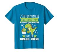 Futur Grand Frère Drôle Annonce Dinosaure Bêtises Cadeau T-Shirt, Enfant, Saphir, 12 Ans